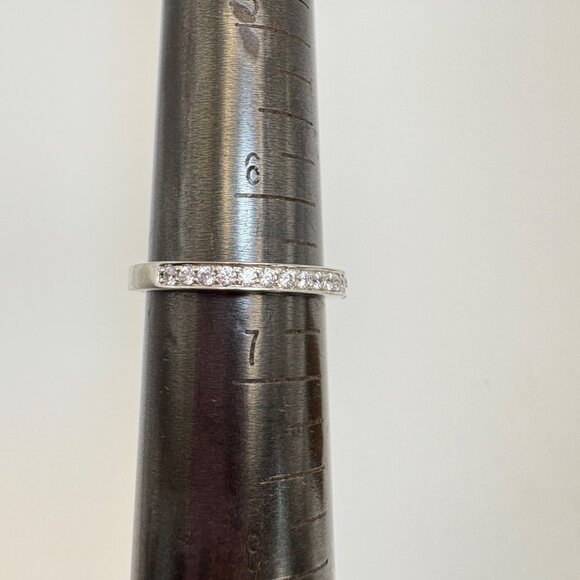 VTG Solid Sterling Silver 925 Cubic Zirconia Pavé Set Statement RIng Size 6.5 - Picture 8 of 9